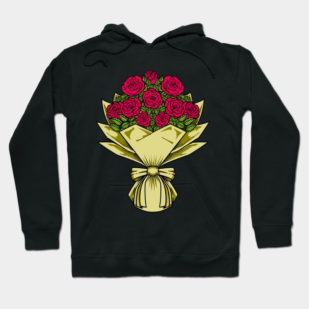 Red roses - flower bouquet Hoodie by Modern Medieval Design